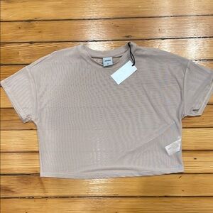 Women's Beige Mesh Crop Top